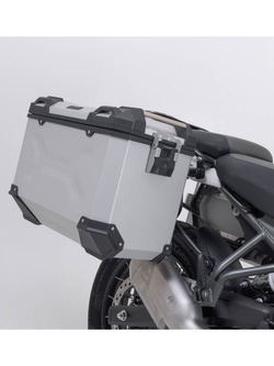 Zestaw: kufry boczne TRAX ADV + stelaże PRO SW-Motech Royal Enfield Himalayan 450 (23-) srebrne [poj.: 2 x 45 L]