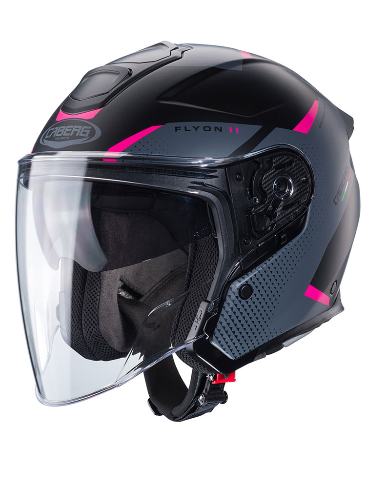 Kask otwarty Caberg Flyon II Boss czarno-szaro-różowy