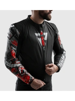 Kurtka motocyklowa skórzana Rebelhorn Vandal 2 Cruze czarno-szaro-czerwona