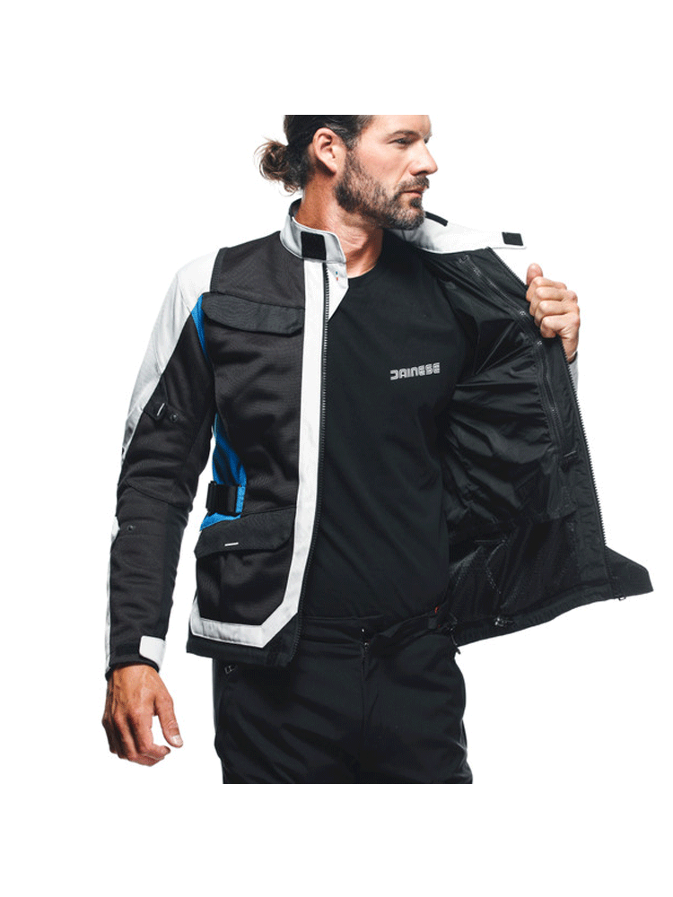 Kurtka motocyklowa tekstylna Dainese Desert Tex szaro-czarno-niebieska