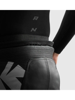 Spodnie motocyklowe skórzane Rebelhorn Inferno czarno-biało-żółte