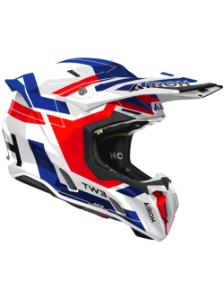 Kask enduro Airoh Twist 3 Dynasty biało-niebiesko-czerwony połysk
