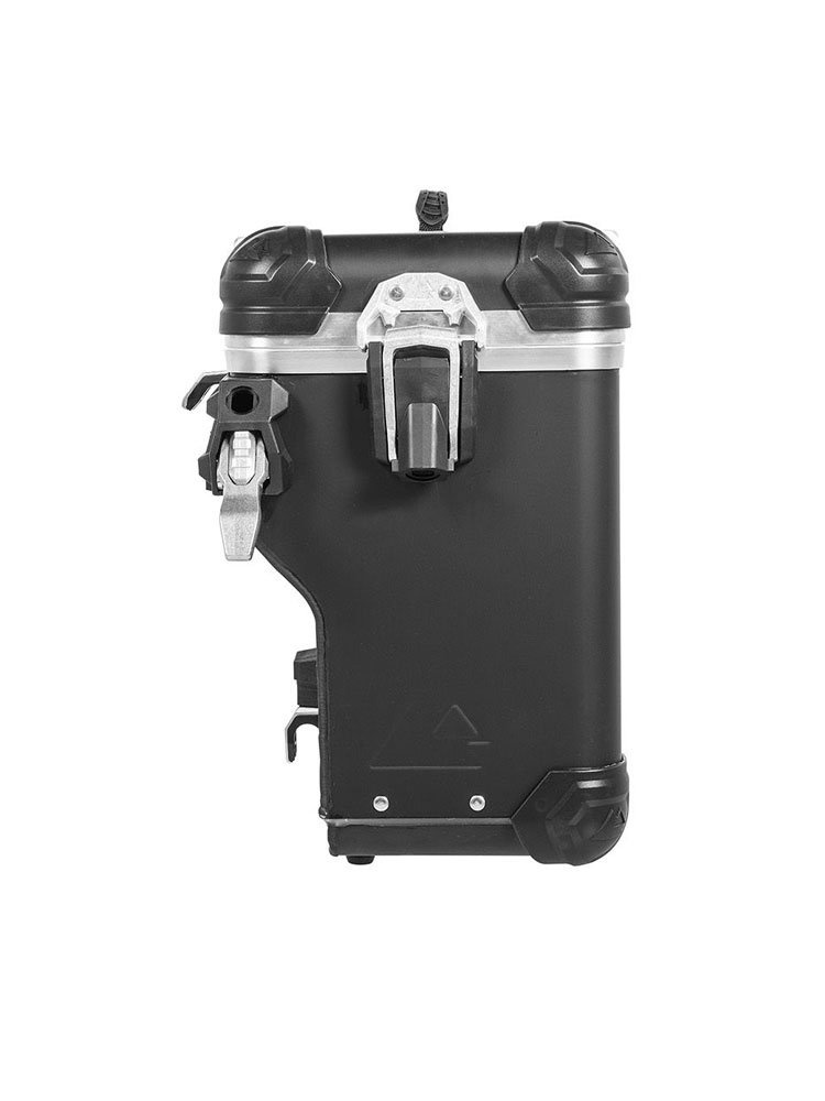 Zestaw: kufry boczne z anodowanego aluminium czarne Zega Evo X + stelaże srebne Touratech Yamaha Tenere 700 / World Raid (2 x 45L)