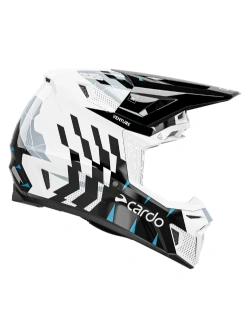 Kask enduro Cardo Venture czarno-biało-niebieski