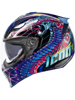Kask modułowy Icon Threshold™ Synthwave Lazer Cobra niebiesko-czarno-fioletowy