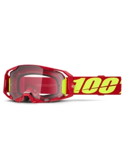 Gogle motocyklowe 100% ARmatic z przeźroczystą szybką czerwono-żółte