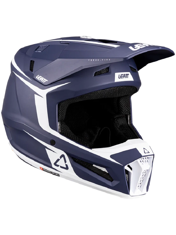 Kask dziecięcy enduro Leatt Moto 3.5 V25 z goglami czerwono-niebiesko-białymi