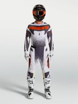 Spodnie cross Alpinestars MX Techstar Swan biało-szaro-czerwone