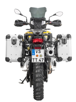 Zestaw: kufry boczne z anodowanego aluminium srebrne "And-S" Zega Evo + stelaże czarne Touratech BMW F850GS/ Adventure/ F750GS/ F900GS Adventure/ F800GS (24-) (31+38L)