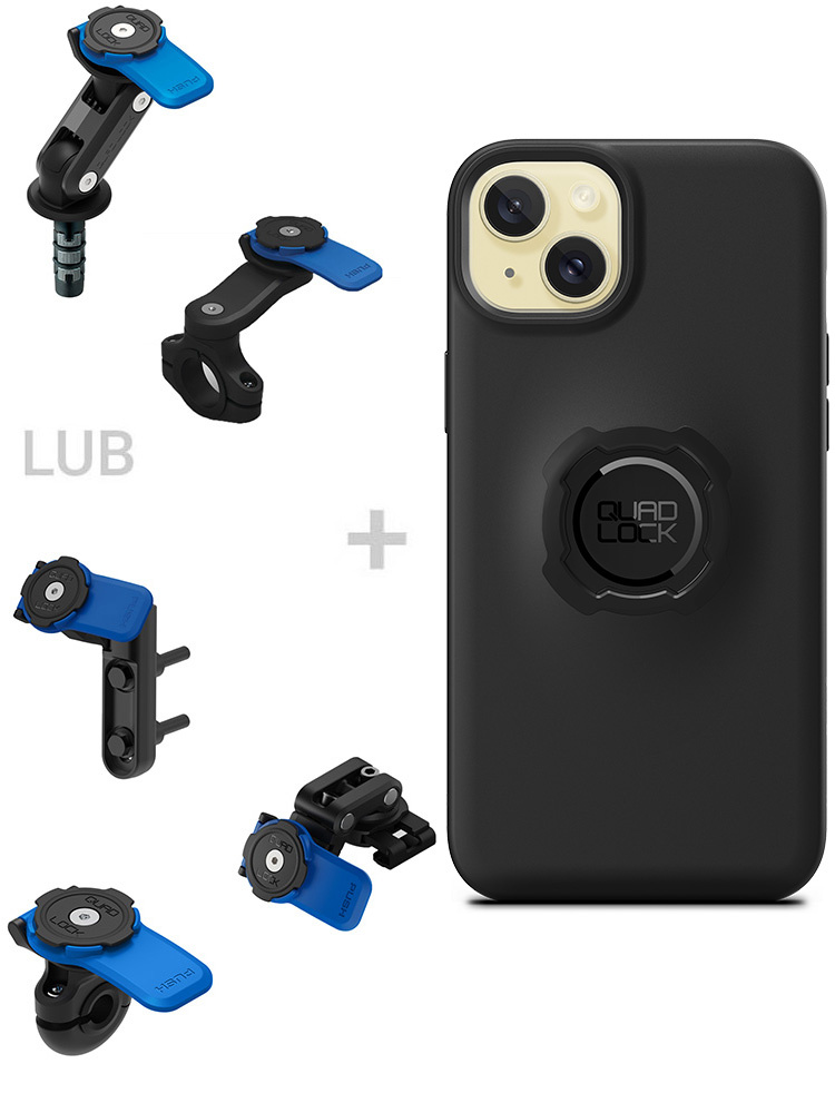 Zestaw na motocykl: etui na telefon iPhone 15 Plus + mocowanie Quad Lock