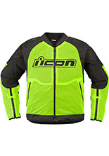 Kurtka motocyklowa tekstylna Icon Overlord 3 Mesh fluo-czarna