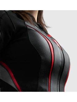 Kurtka motocyklowa damska skórzana Rebelhorn Diva ST czarno-czerwono-biała