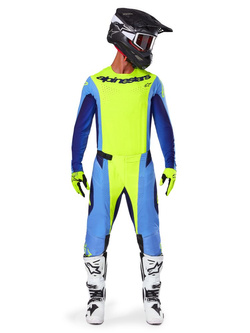 Spodnie cross damskie Alpinestars MX Techstar Melt żółto-niebieskie 