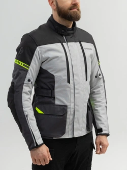 Kurtka motocyklowa tekstylna Broger Overland czarno-fluo-szara