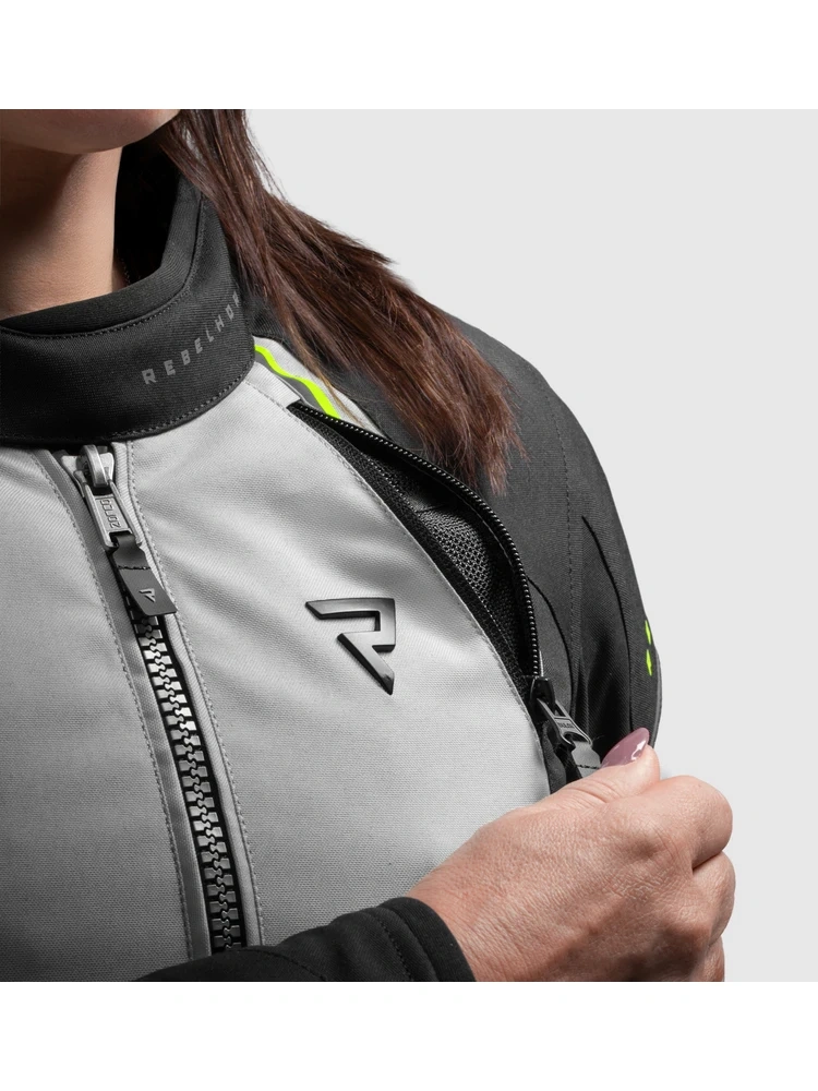Kurtka motocyklowa damska tekstylna Rebelhorn Swift czarno-szara-fluo