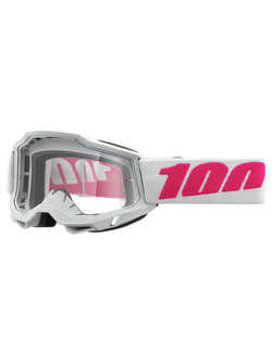 Gogle motocyklowe 100% Accuri 2 Keetz z przezroczystą szybką biało-różowe