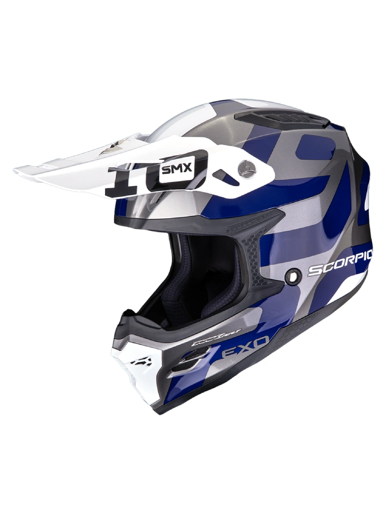 Kask enduro Scorpion SMX-10 Leap srebrno-niebieski