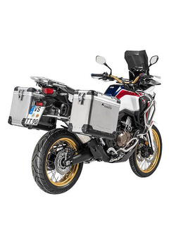 Zestaw: kufry boczne aluminiowe srebrne Zega Pro + stelaże srebrne Touratech Honda CRF1000L Africa Twin (18-22) /CRF1000L Adventure Sports (38+45L)