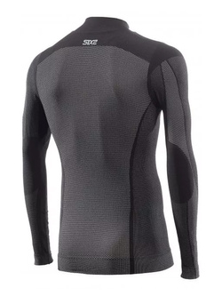 Koszulka termoaktywna z długim rękawem SIXS TS3 V2 z półgolfem, całoroczna czarno-karbonowa unisex