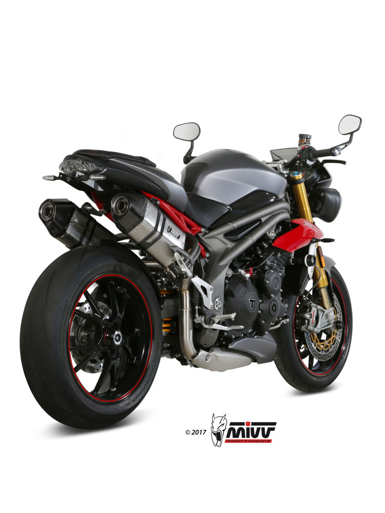 Tłumiki motocyklowe Slip-On Line (Speed Edge) MIVV do Triumph Speed Triple 1050 R / S / RS (16-17) srebrne