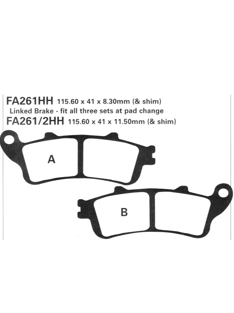 Klocki hamulcowe EBC FA261/2HH 115.6 x 41 x 10.4mm na tył.