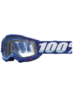 Gogle motocyklowe 100% Accuri 2 z podwójną szybką przezroczystą, niebiesko-białe