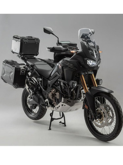 Zestaw: kufry boczne 45/37L + kufer centralny 38L TRAX ADV+ stelaże SW-MOTECH do motocykla Honda CRF1000L Africa Twin (15-17) czarne