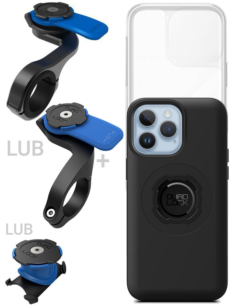 Zestaw rowerowy: etui MAG na telefon iPhone 14 Pro Max (magnetyczne) + wodoodporny pokrowiec MAG + mocowanie Quad Lock