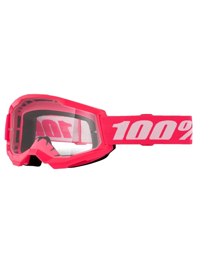 Gogle motocyklowe dziecięce 100% Strata 2 z przezroczystą szybką różowe