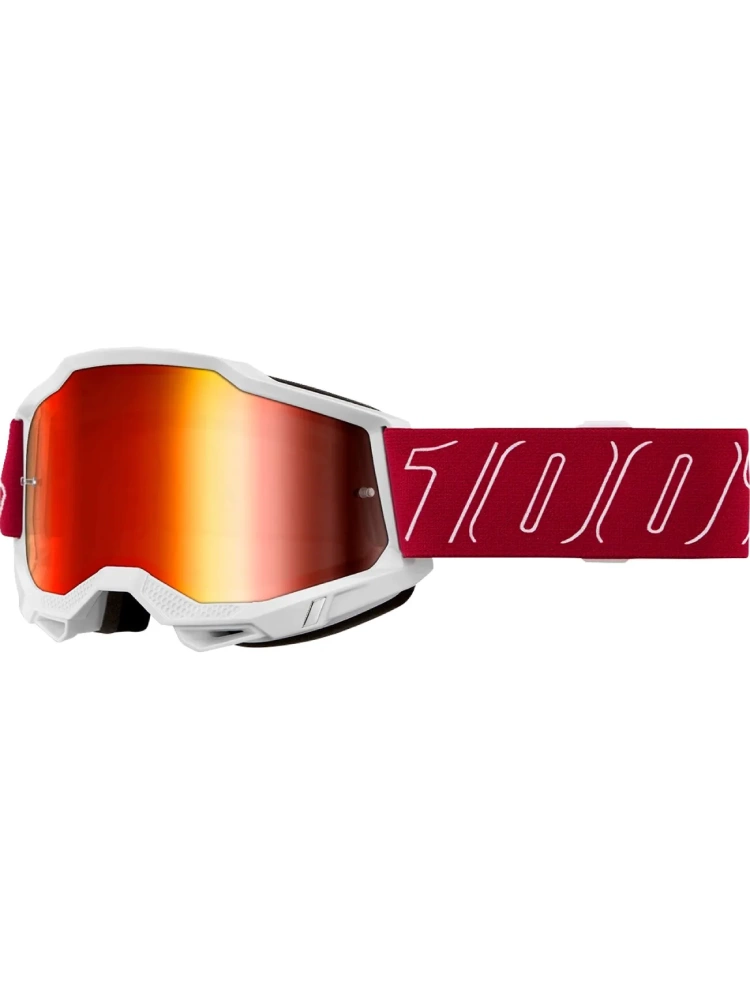 Gogle motocyklowe 100% Accuri 2 z szybką lustrzaną czerwono-białe