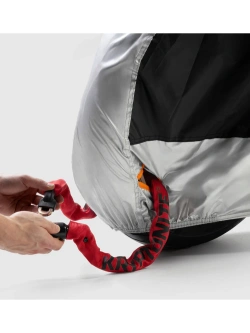 Pokrowiec na motocykl z miejscem na kufer centralny Rebelhorn Shelter czarno-srebrny