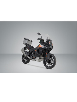 Zestaw: kufer centralny srebrny TRAX ADV + stelaż Adventure-rack SW-Motech KTM 1290 Super Adventure / S / R (21-)/ 1390 R/ S/ Evo (24-) [pojemność 38 L]