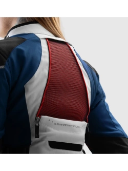 Kurtka motocyklowa damska tekstylna Rebelhorn Hardy 3.0 niebiesko-szaro-czerwona