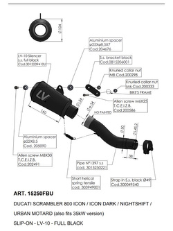 Tłumik motocyklowy LeoVince LV-10 Full Black Ducati Scrambler 800 Icon/ Icon Dark/ Night Shift/ Urban Motard (21-22) czarny [stal nierdzewna]
