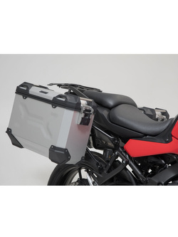 Zestaw: kufry boczne TRAX ADV + stelaże PRO Sw-Motech Yamaha Tracer 9 RN70/GT (20-), Tracer 9 GT+ (22-) (pojemność: 2 x 37 L) srebrne
