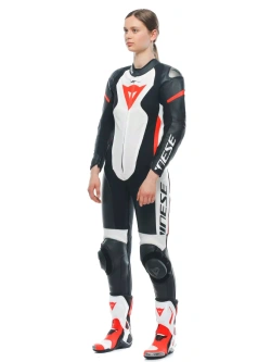 Kombinezon motocyklowy jednoczęściowy damski Dainese Grobnik czarno-czerwono-biały