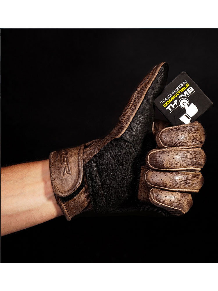 Rękawice motocyklowe skórzane 4SR Monster EVO brązowe