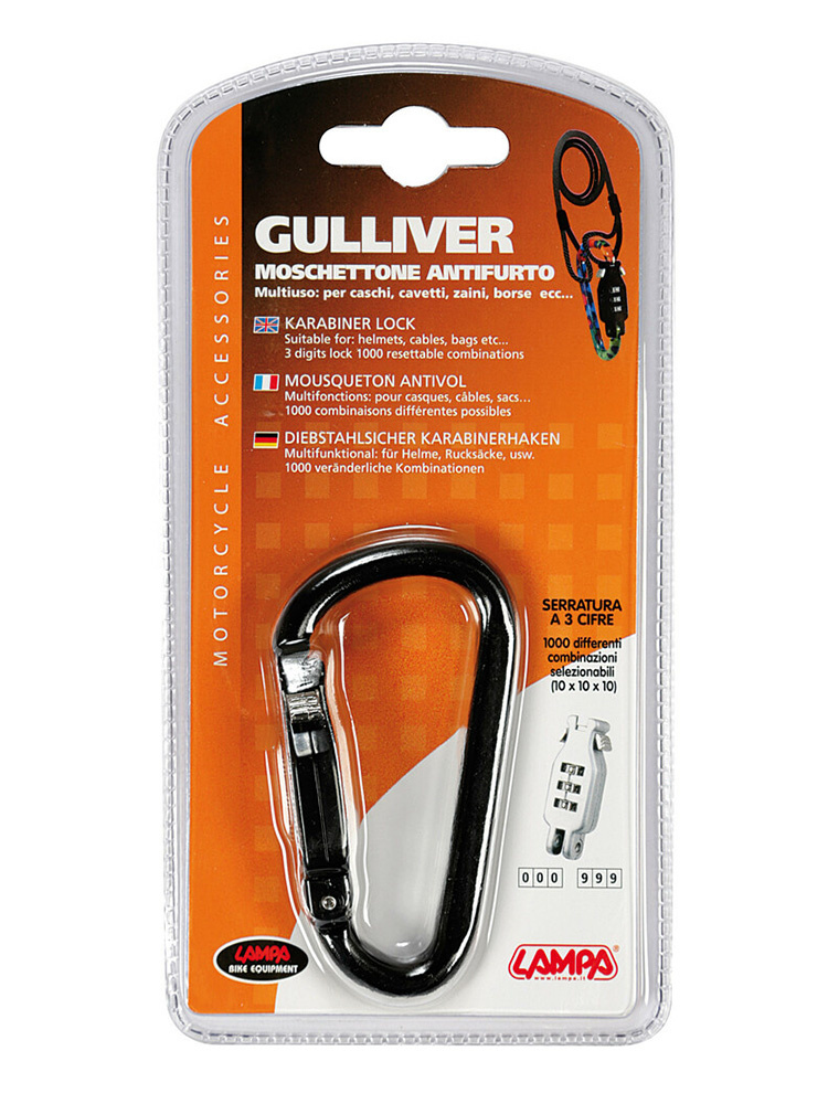 Zamek z karabińczykiem Lampa Gulliver czarny