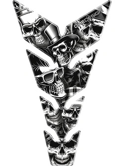 Tankpad Uniwersalny Pad Onedesign Factory Racing Czaszki czarno-białe