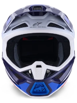 Kask enduro Alpinestars SM7 Rise niebiesko-biało-czarny połysk
