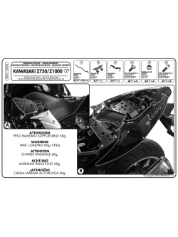 Stelaż pod kufer centralny Monokey, Monolock Kappa Kawasaki Z 1000 (07-09)/ 750 (07-14) [bez płyty montażowej]