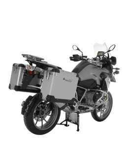 Zestaw: kufry boczne z anodowanego aluminium "And-S" Zega Pro + stelaże srebrne Touratech BMW R1250GS/ R1250GS Adventure/ R1200GS (13-21)/ R1200GS Adventure (14-21) (31+38L)