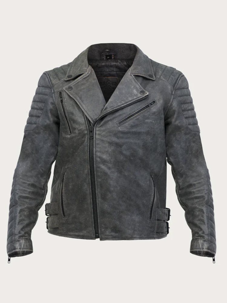 Kurtka motocyklowa skórzana Broger Ohio Vintage szara