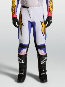 Spodnie cross Alpinestars MX Fluid Drag biało-niebiesko-żółte