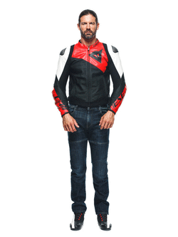 Kurtka motocyklowa skórzana Dainese Sportiva czarno-czerwono-biała