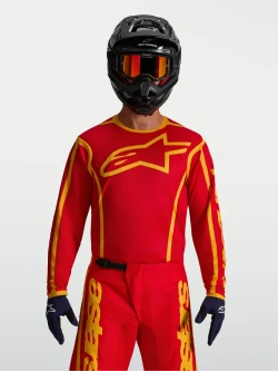 Bluza cross dziecięca Alpinestars MX Fluid Apex V2 czerwono-złota