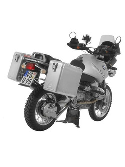 Zestaw: kufry boczne srebrne Zega Mundo + stelaże srebrne Touratech BMW R1150GS/ R1100GS/ R850GS (31+38L)