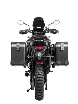 Zestaw: kufry boczne z anodowanego aluminium czarne Zega Pro + stelaże czarne Touratech Triumph Tiger 900 Rally / Pro / GT / GT Pro (20-) (31+38L)