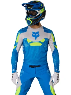 Bluza enduro Fox Flexair Tactile niebiesko-szara-fluo