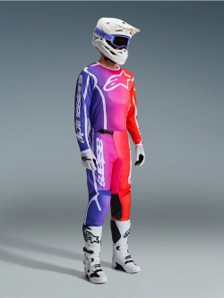 Spodnie cross Alpinestars MX Fluid Apex fioletowo-różowo-czerwone
